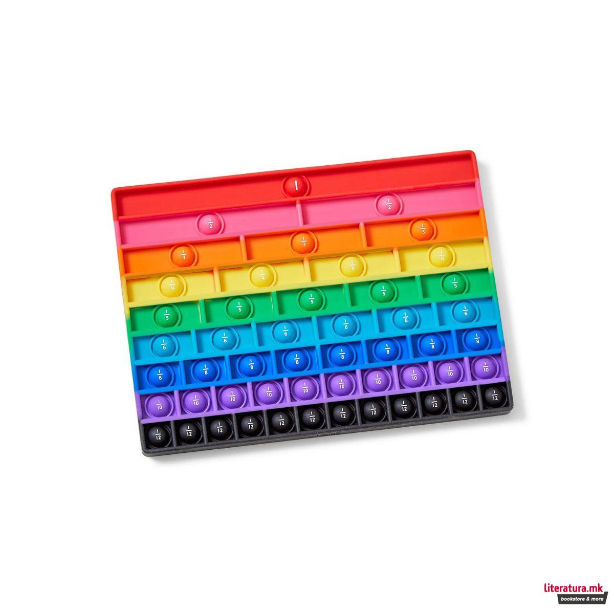Сензорна играчка за изучување дропки, Rainbow Fraction® Sensory Bubble Popper