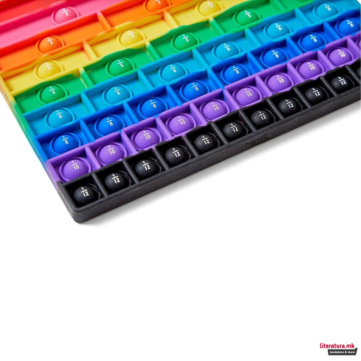 Сензорна играчка за изучување дропки, Rainbow Fraction® Sensory Bubble Popper