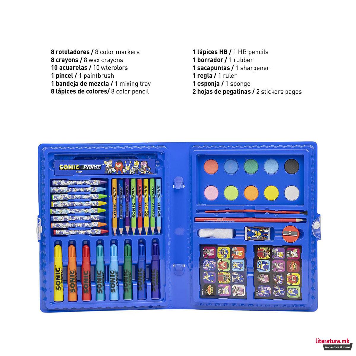 Сет за цртање и боење - куферче, Sonic Prime 