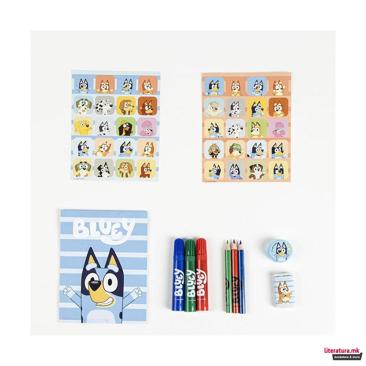 Сет за цртање и боење - куферче со тркалца, Bluey 