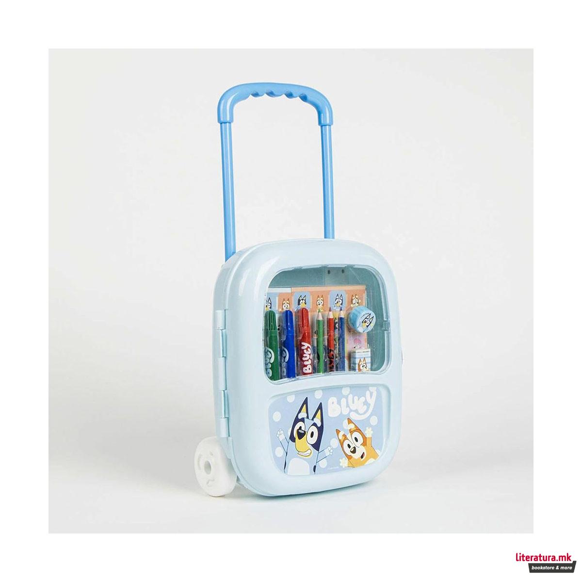 Сет за цртање и боење - куферче со тркалца, Bluey 