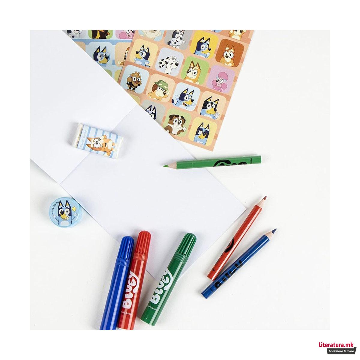 Сет за цртање и боење - куферче со тркалца, Bluey 