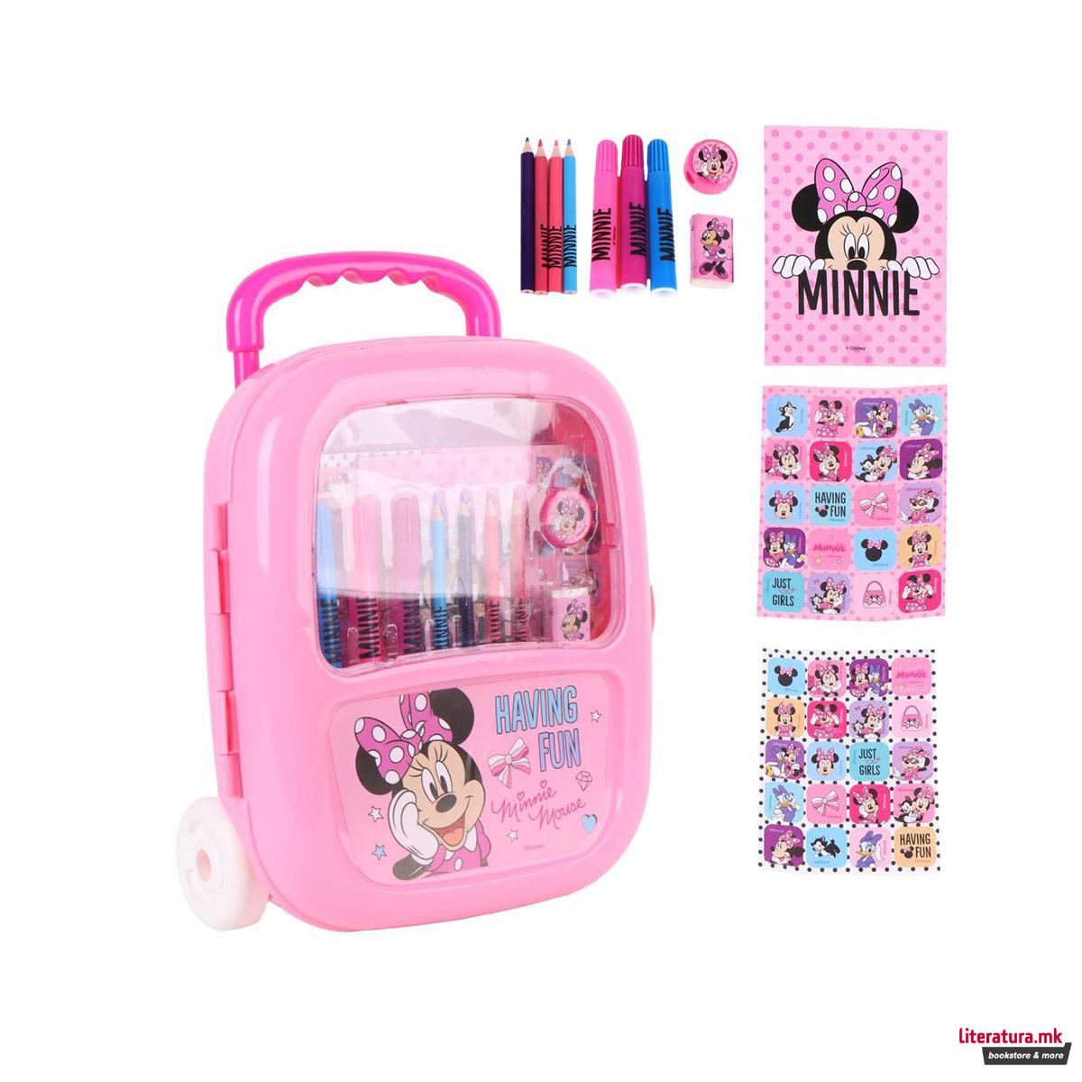 Сет за цртање и боење - куферче со тркалца, Minnie 