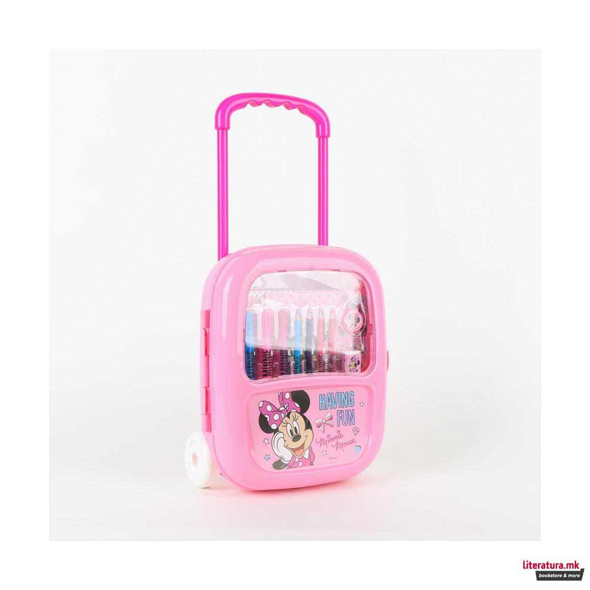 Сет за цртање и боење - куферче со тркалца, Minnie 