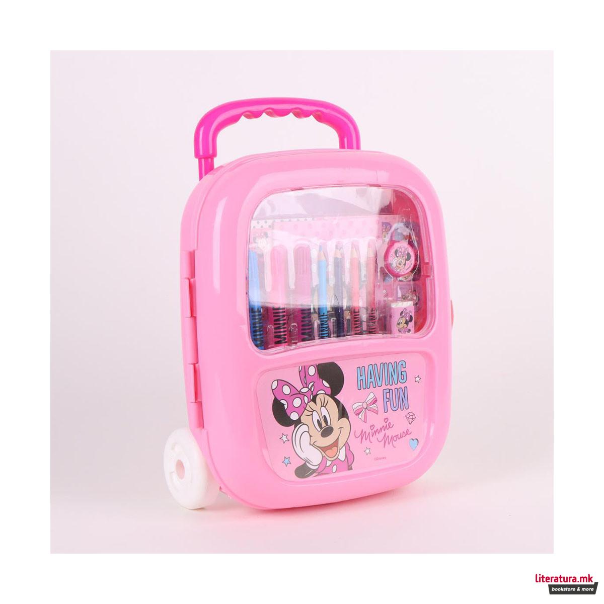 Сет за цртање и боење - куферче со тркалца, Minnie 