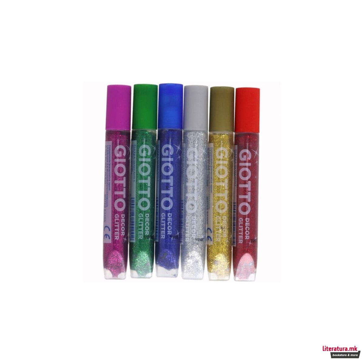 Течно лепило со глитер, Décor Glitter, 10.5ml, 6 бои 