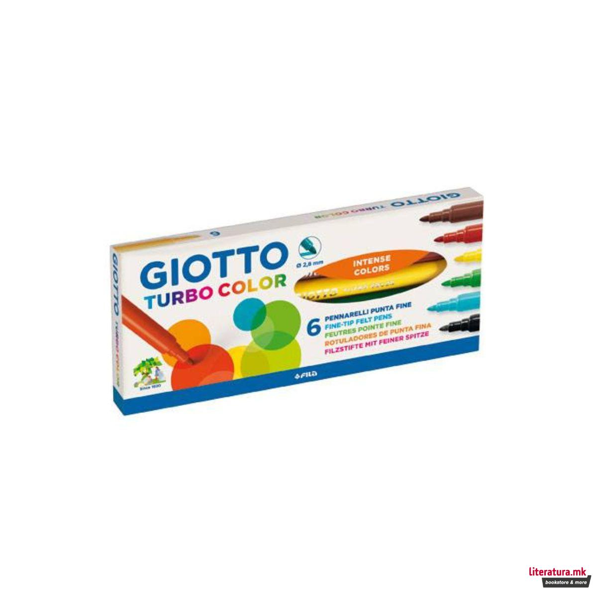 Фломастери, Giotto Turbo Color, 6 бои 