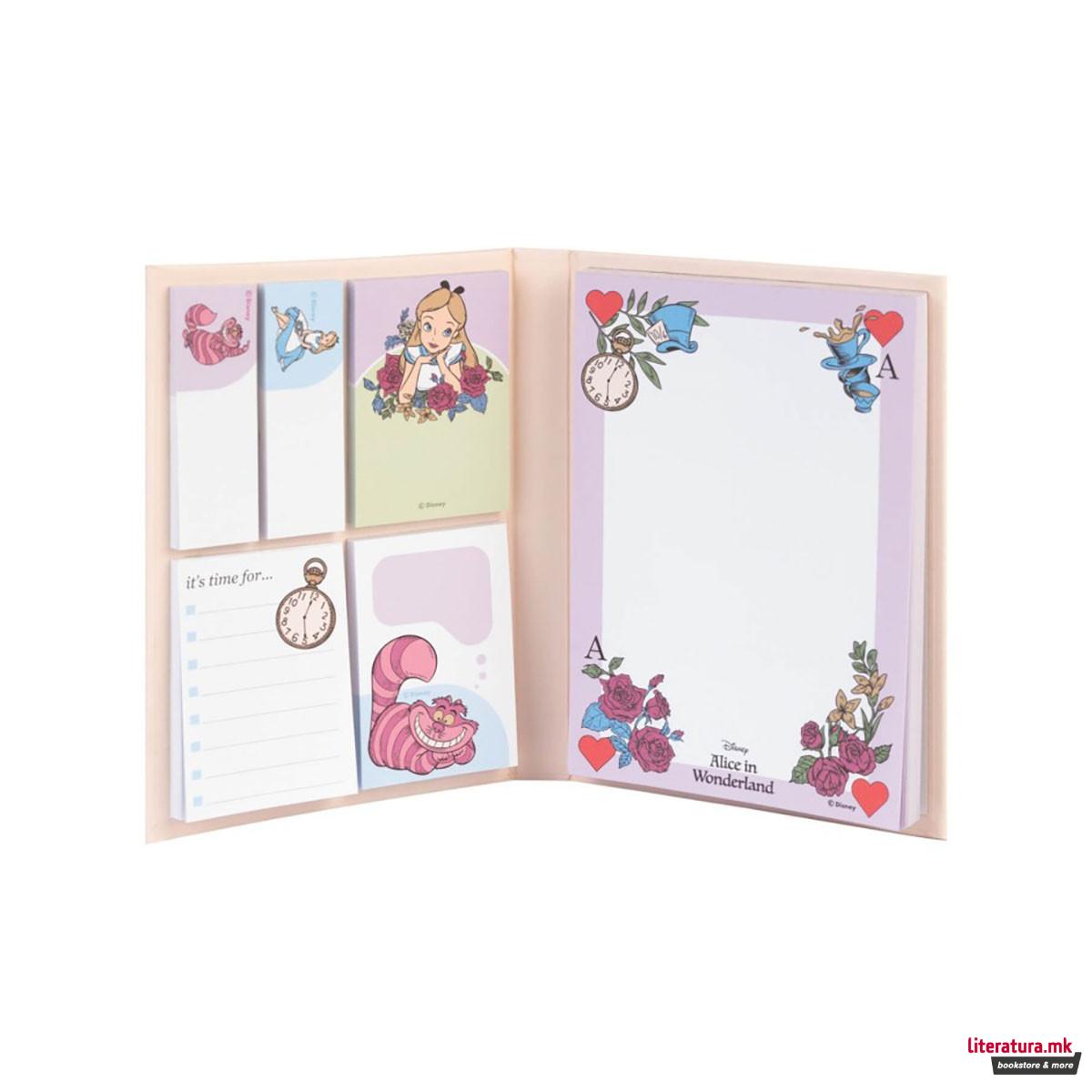Мемо сет - нотес и мемо ливчиња, Disney: Alice In Wonderland 