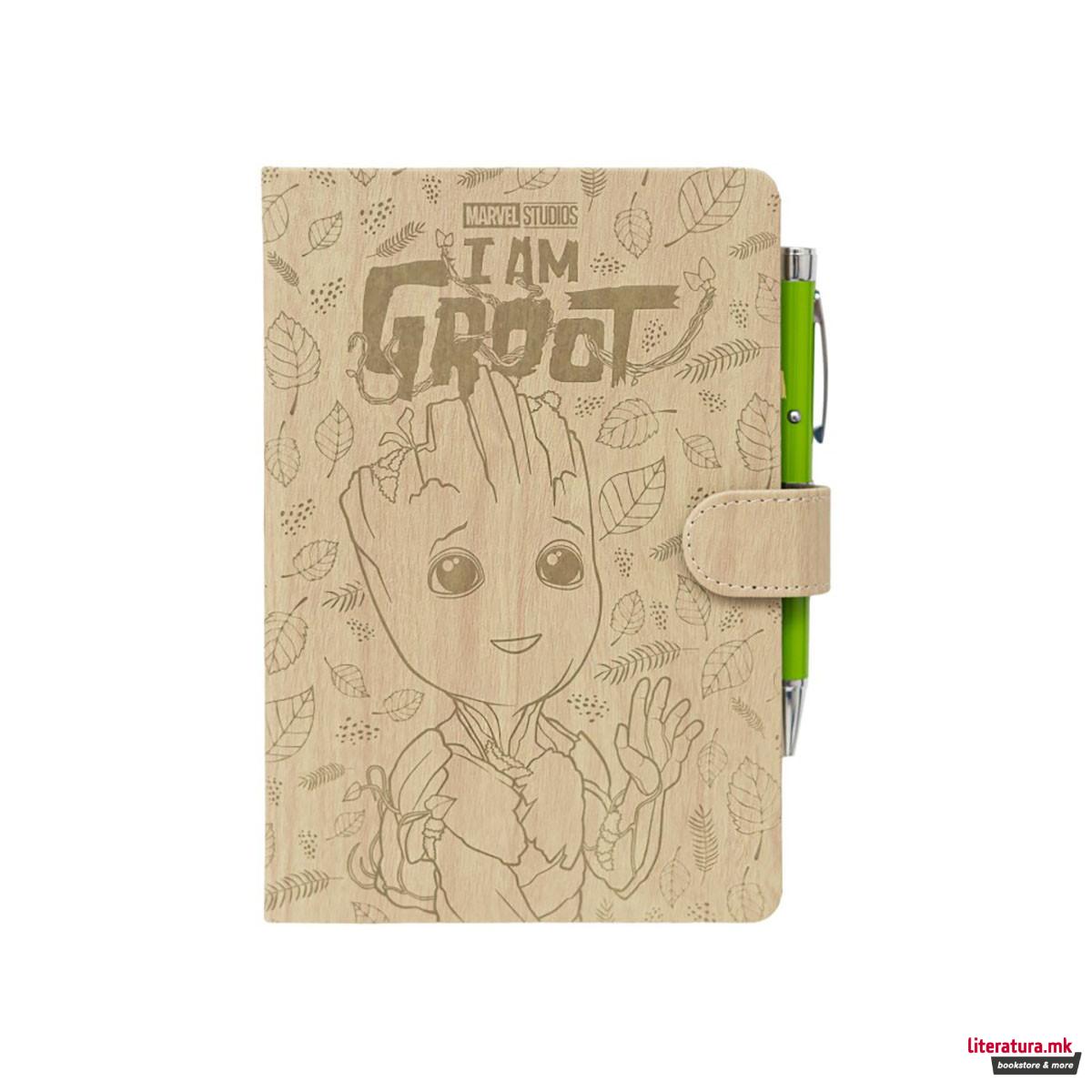 Нотес A5 со пенкало-проектор, Marvel: I Am Groot 