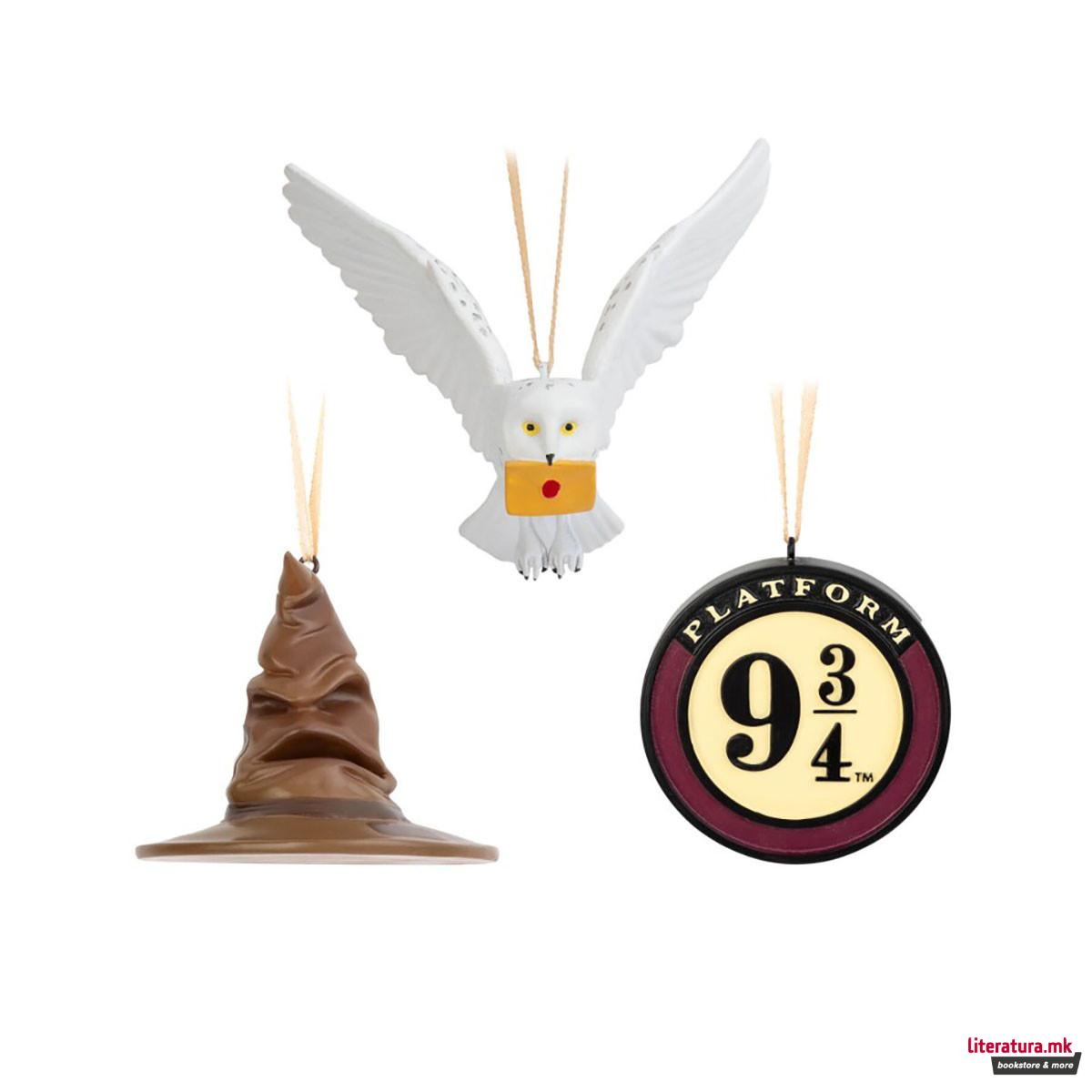 Сет од 3 лампиони, Harry Potter - Hedwig, Sorting Hat & Platform 9 3/4 