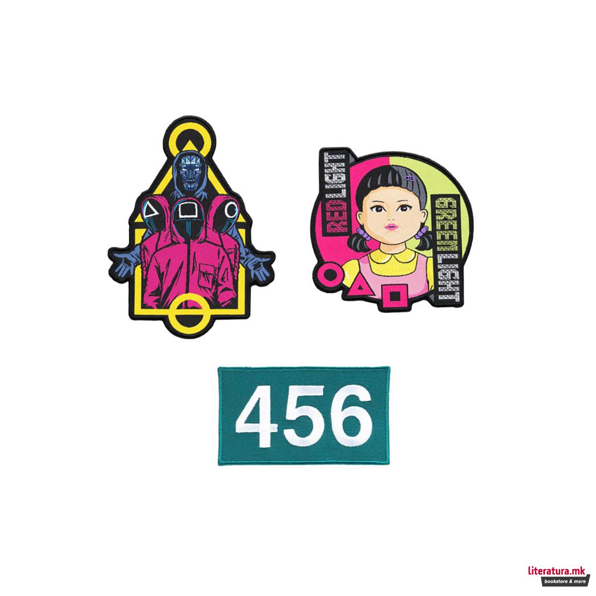 Сет од 3 пришивки за облека, Squid Game 