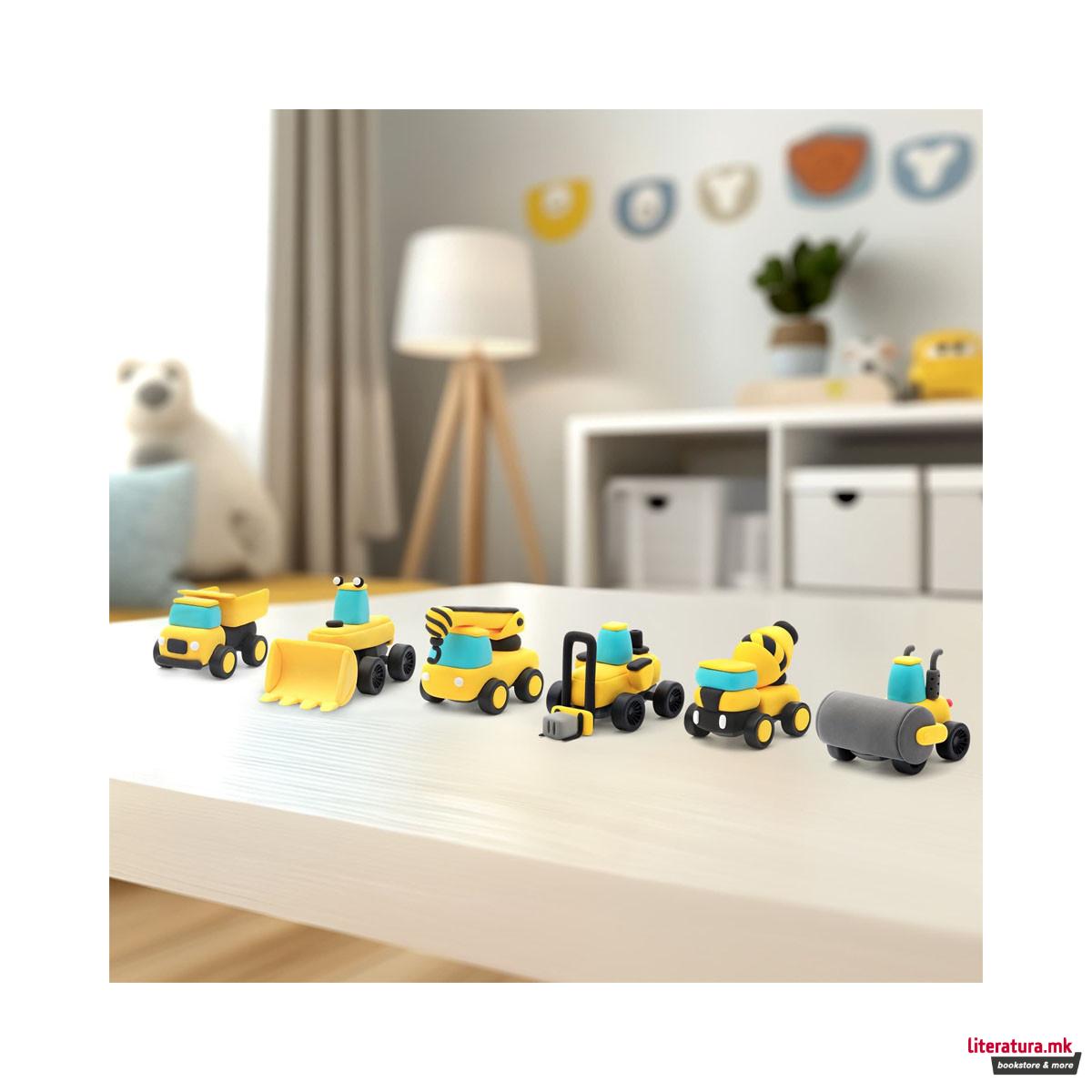 Сет за изработка со глина Motors: Construction Vehicles 