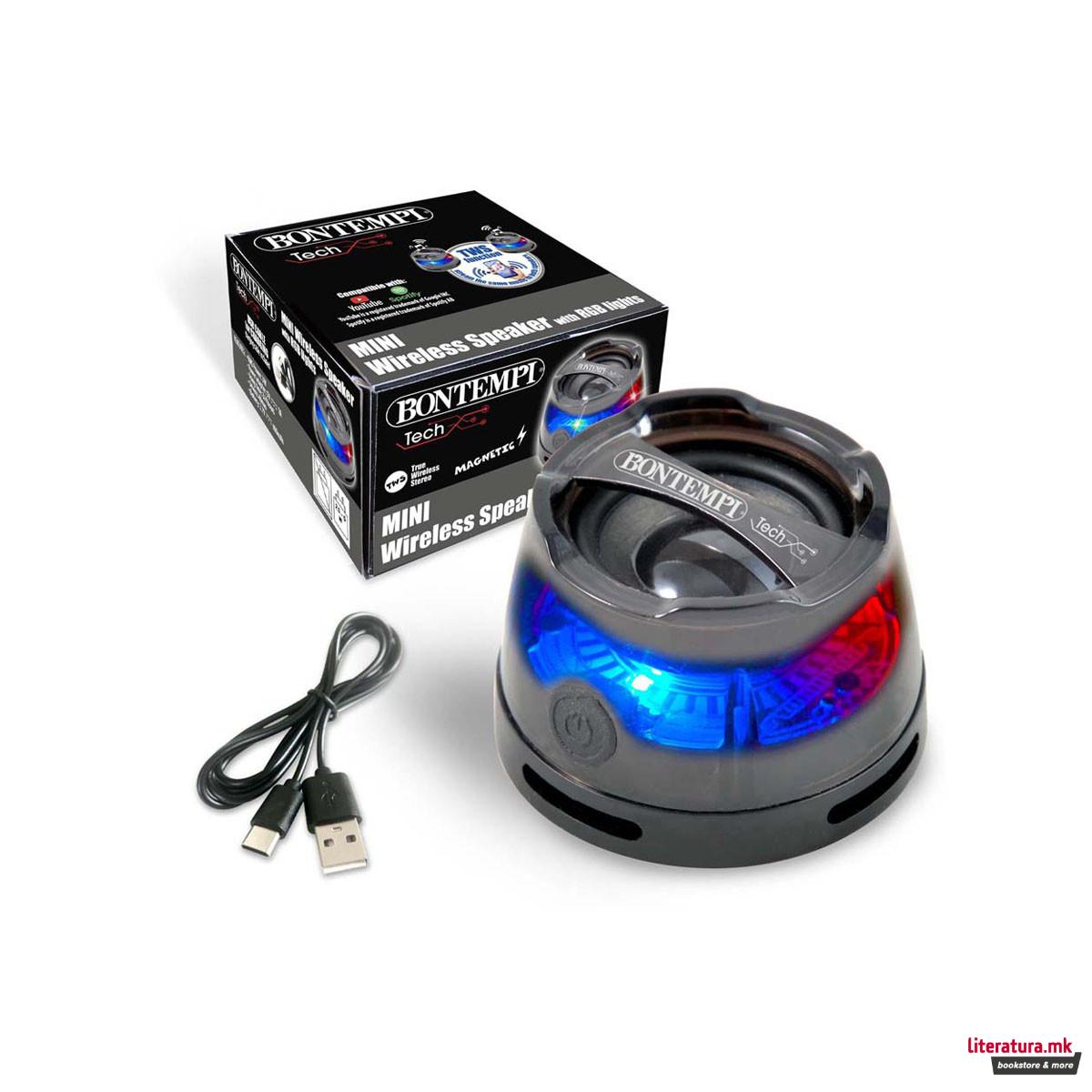 Магнетен мини безжичен звучник со RGB светла 