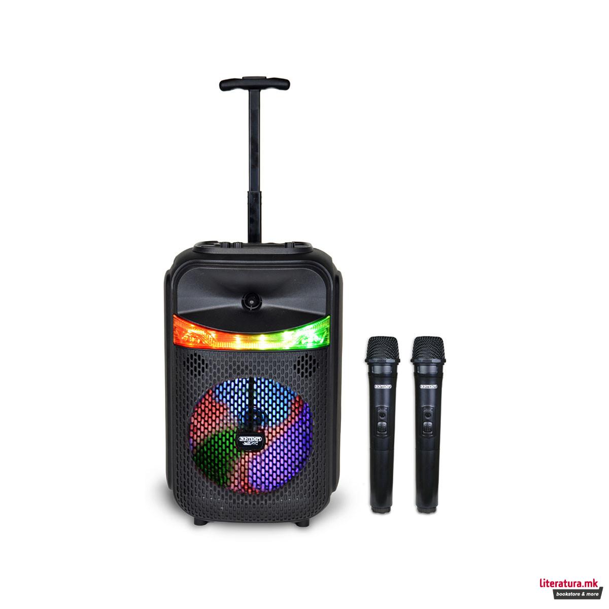 Безжичен звучник со тркалца, со 2 микрофони и RGB светла, 82cm 