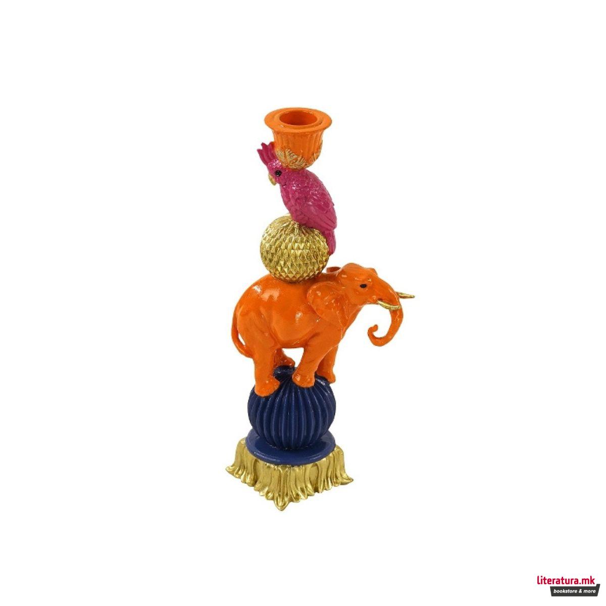 Свеќник, Jungle Love: Bird on Elephant (портокалов, голем) 