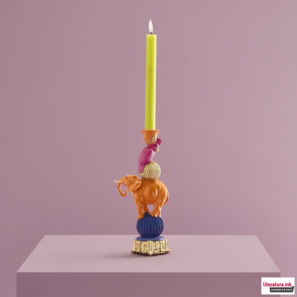 Свеќник, Jungle Love: Bird on Elephant (портокалов, голем) 