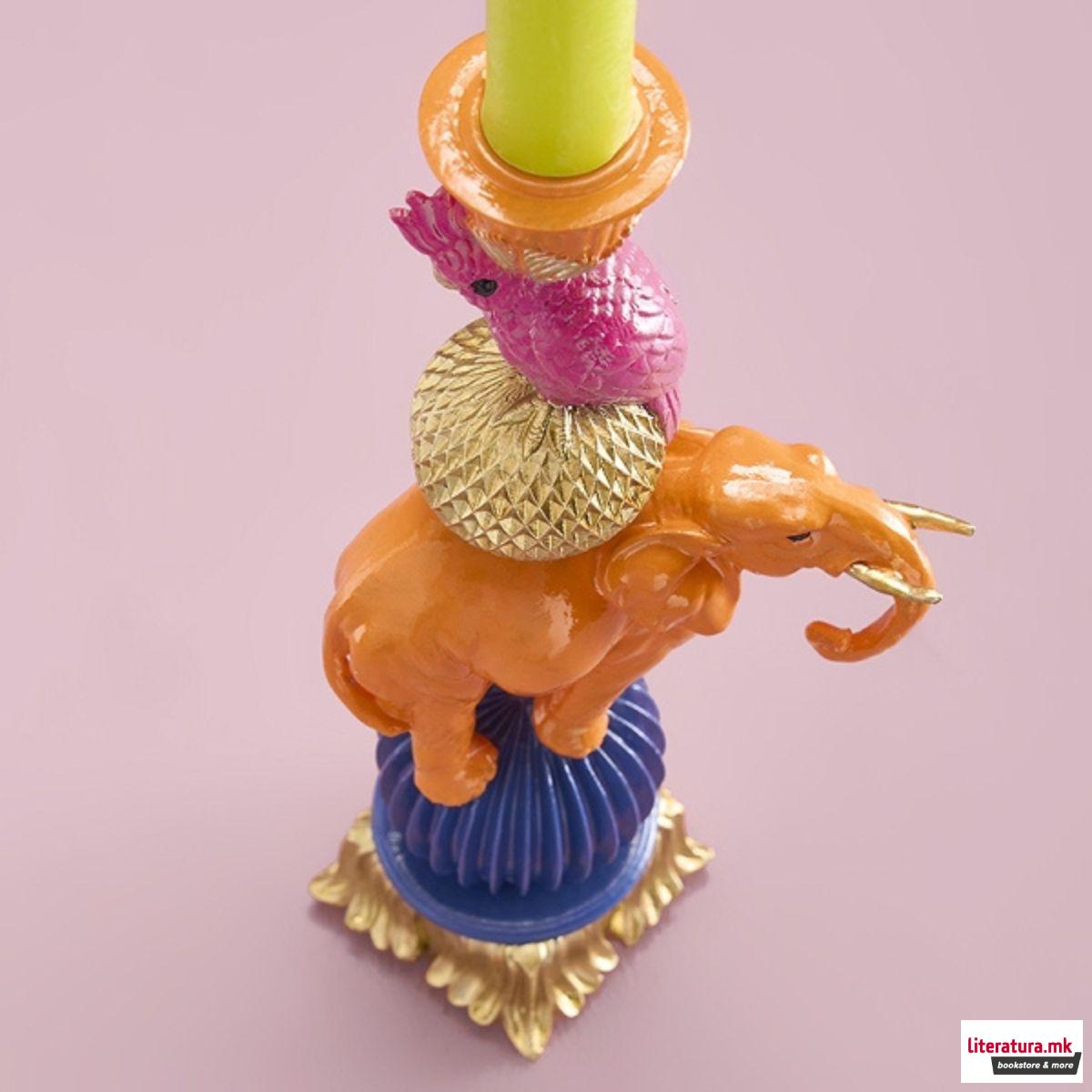 Свеќник, Jungle Love: Bird on Elephant (портокалов, голем) 