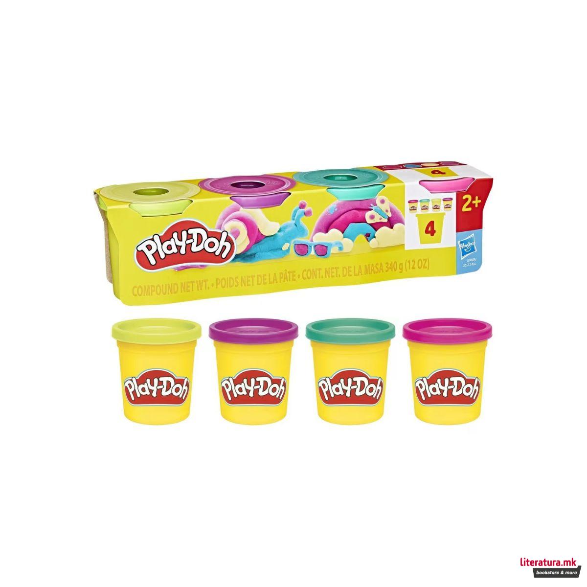 Сет од 4 чашки Play-Doh тесто за моделирање - Vibrant 