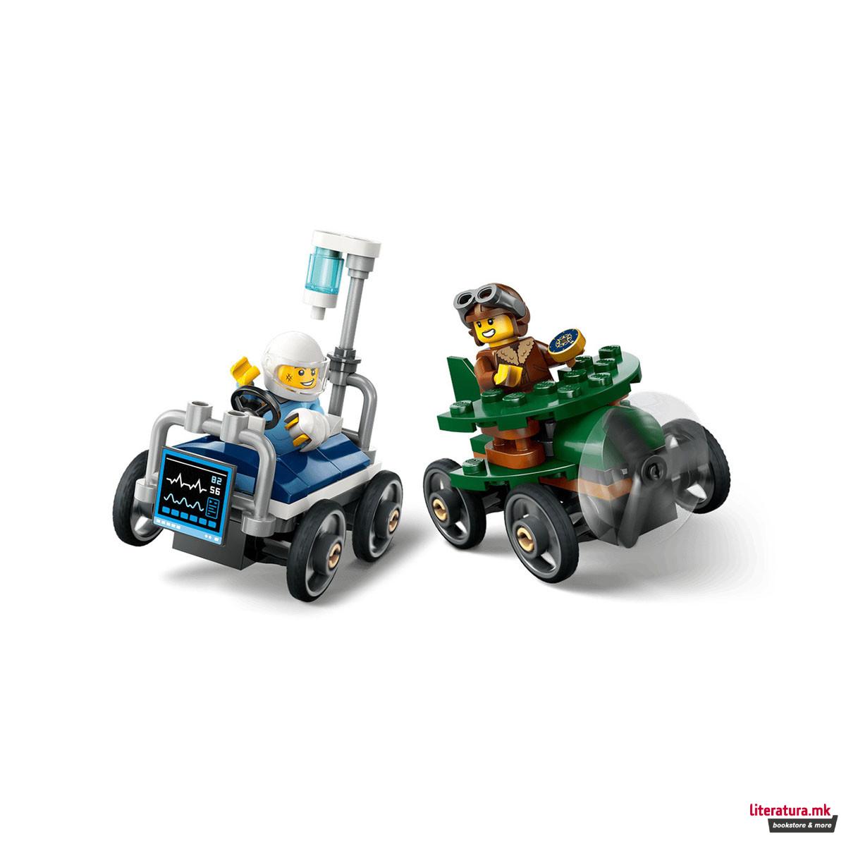 LEGO коцки, City, Airplane vs. Hospital Bed Race Car Pack 