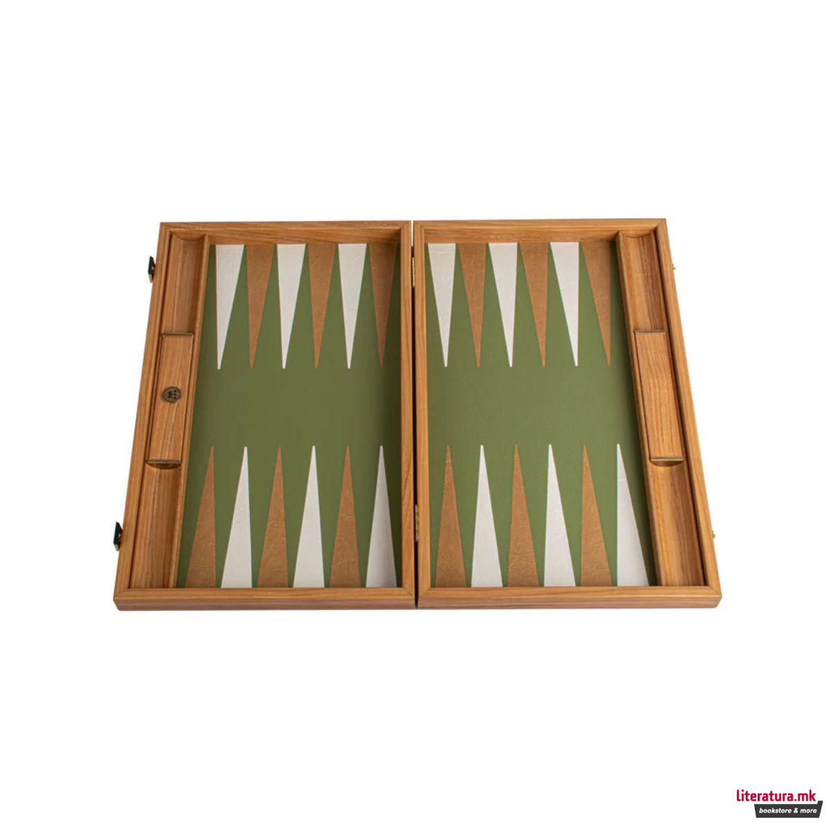 Сет за табла, Premium Leatherette Olive Green 