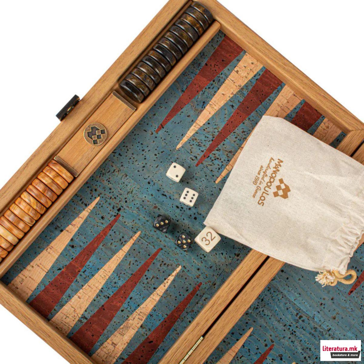 Сет за табла, Premium Handcrafted Turquoise Natural Cork 