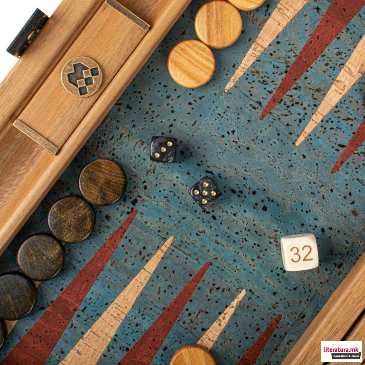 Сет за табла, Premium Handcrafted Turquoise Natural Cork 