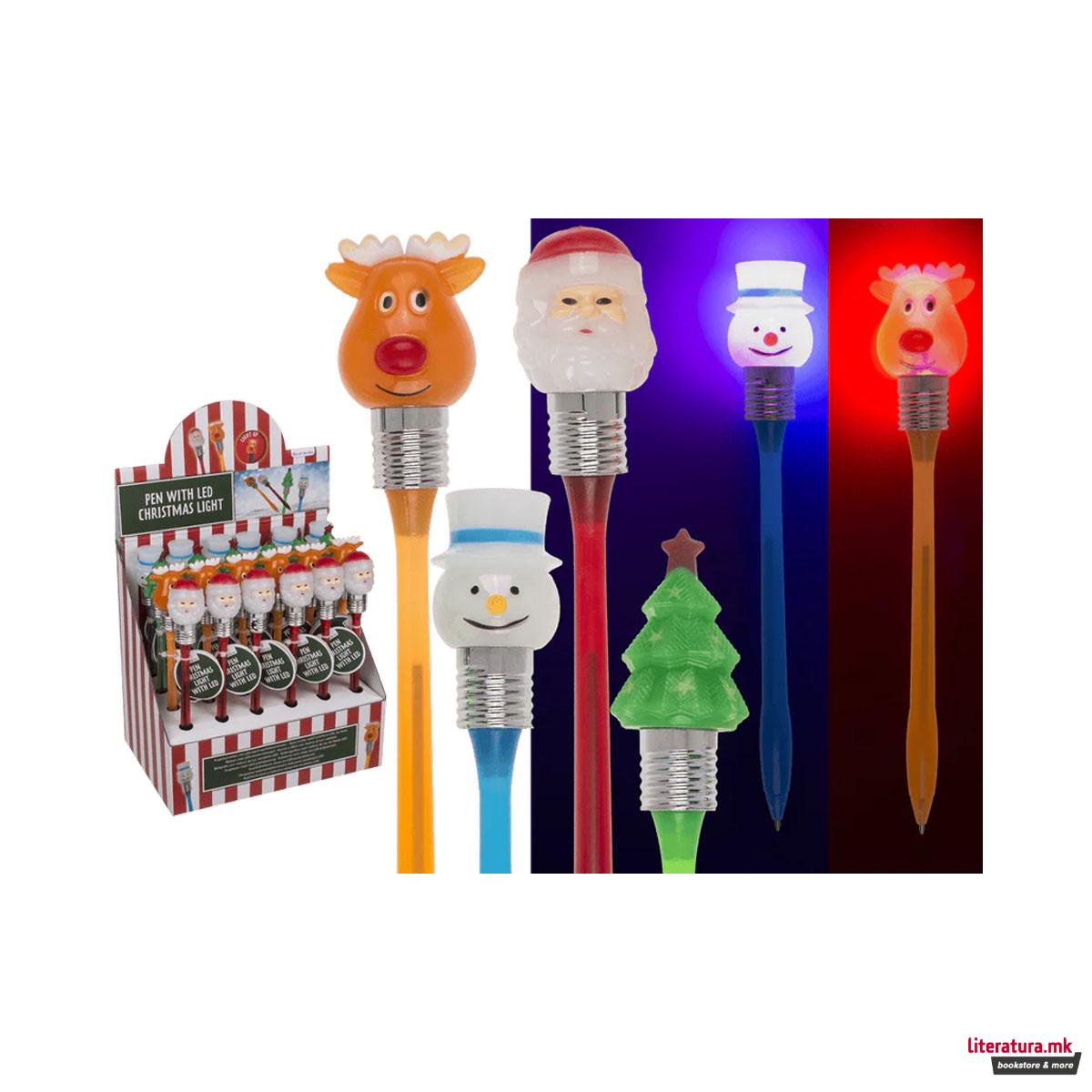 Пенкало со фигура со LED, Christmas, 4 дизајни 
