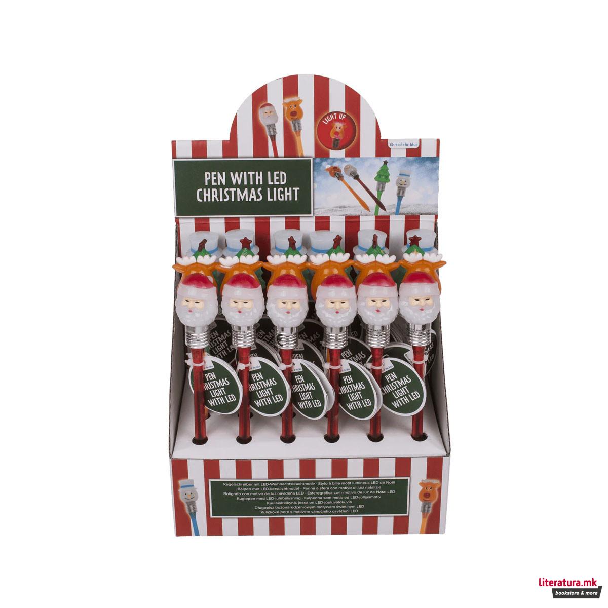 Пенкало со фигура со LED, Christmas, 4 дизајни 