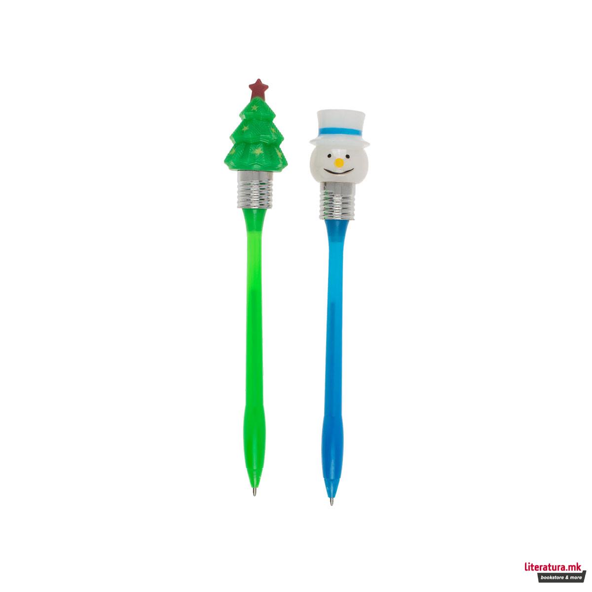 Пенкало со фигура со LED, Christmas, 4 дизајни 