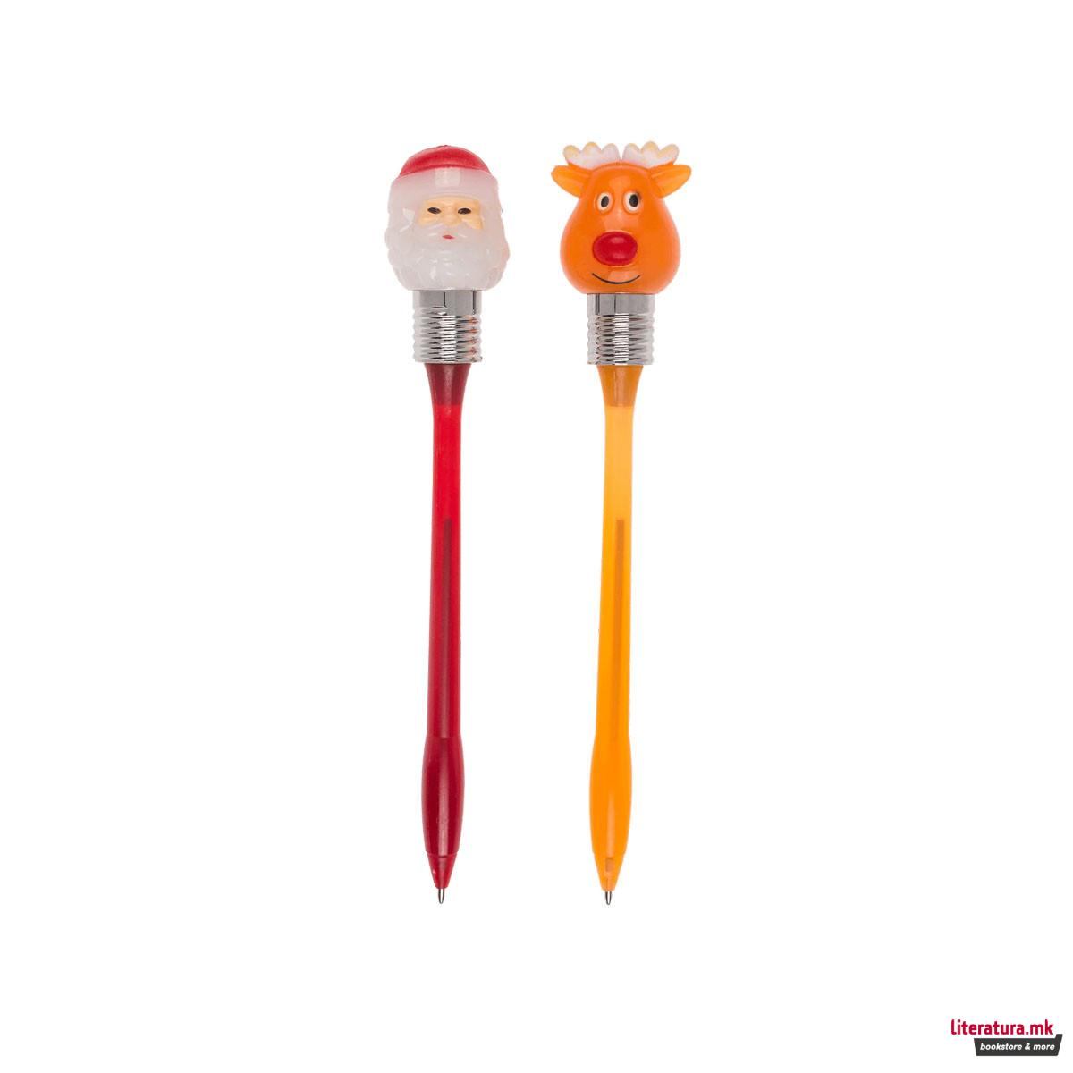 Пенкало со фигура со LED, Christmas, 4 дизајни 