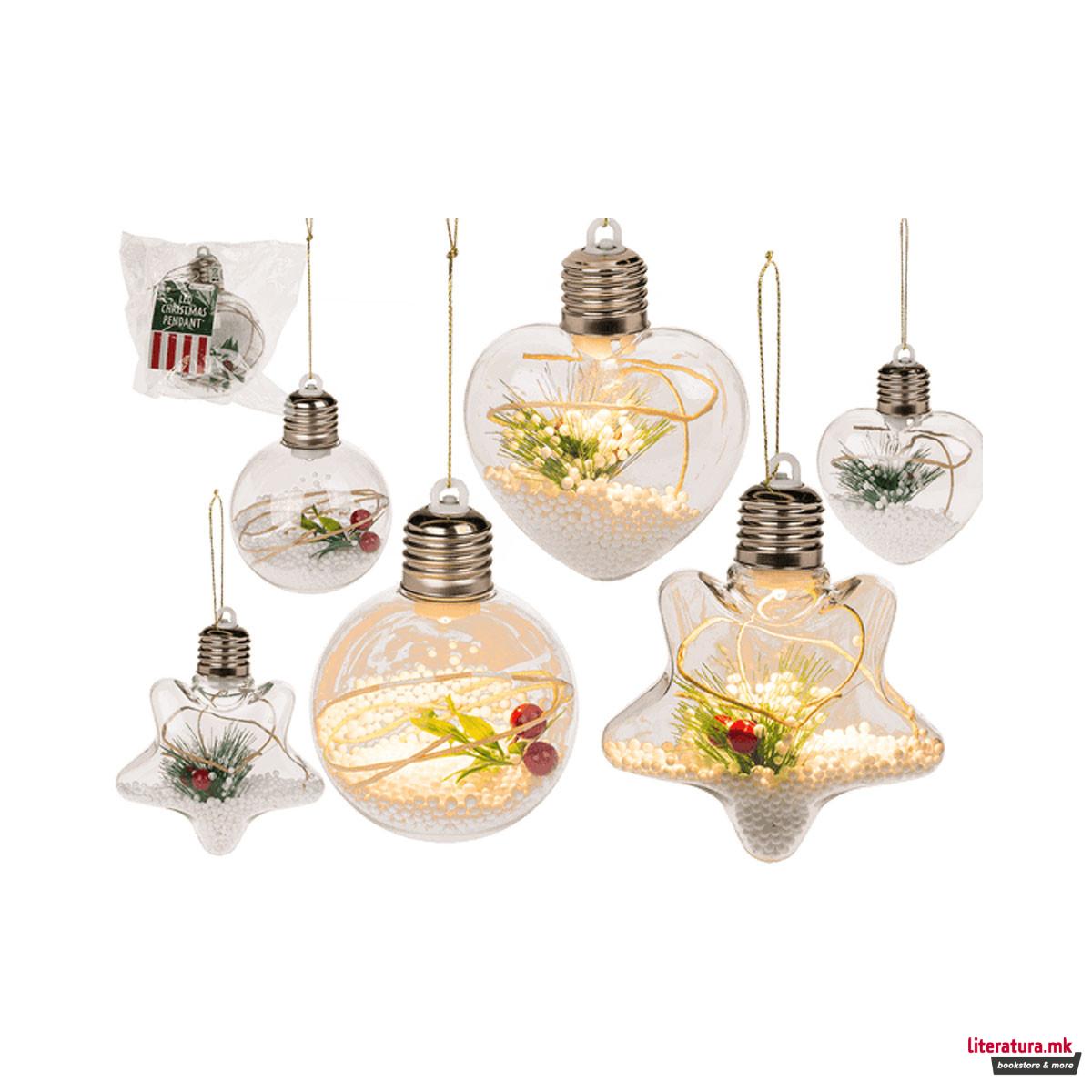 Лампион со LED, Топка/Ѕвезда/Срце 