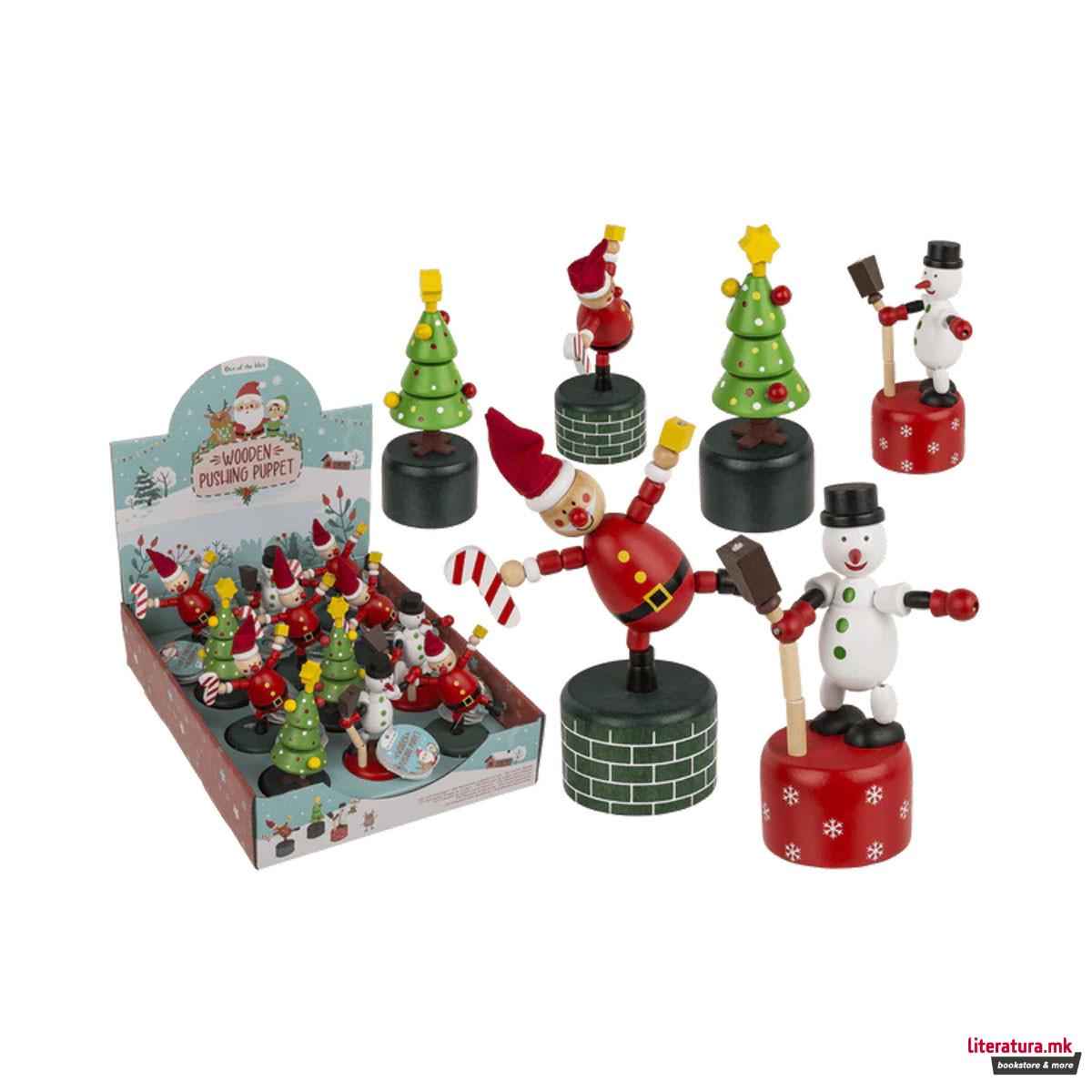 Дрвена фигура, Christmas Wooden Pushing Puppet, 3 дизајни 