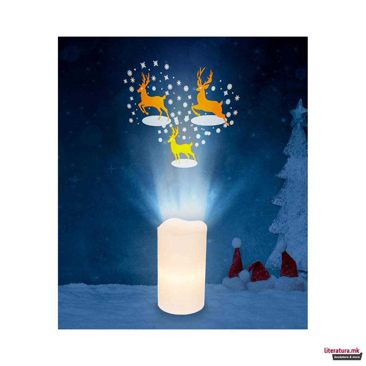 LED свеќа - проектор Christmas 