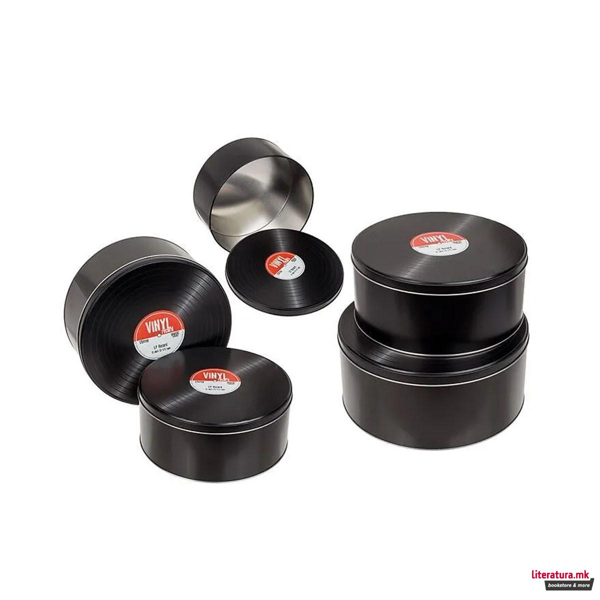Сет од 2 метални кутии Vinyl Record 