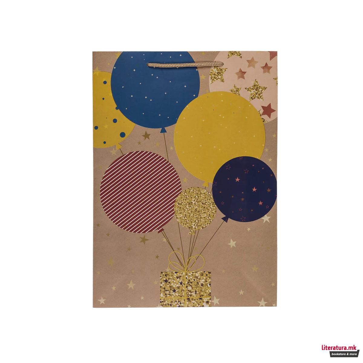 Хартиена украсна кеса, Balloons & Candles, 25 x 35 cm, 4 дизајни 