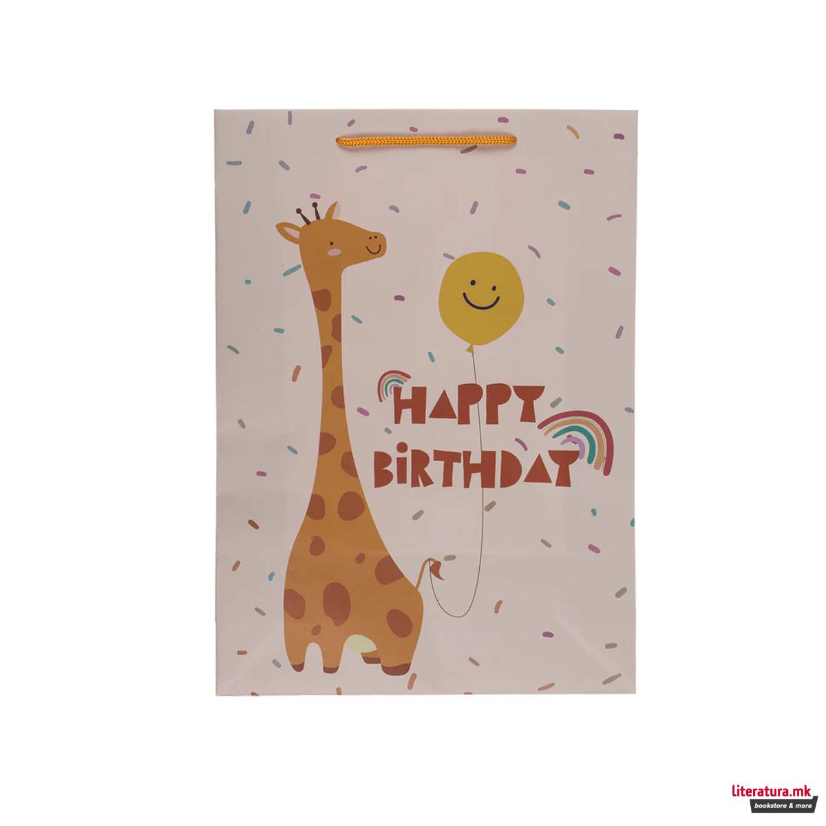 Хартиена украсна кеса, Birthday Animals, 25 x 35 cm, 4 дизајни 