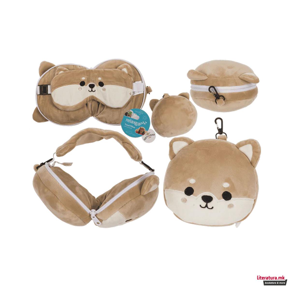 Детска перница за патување + маска за очи Shiba Inu 