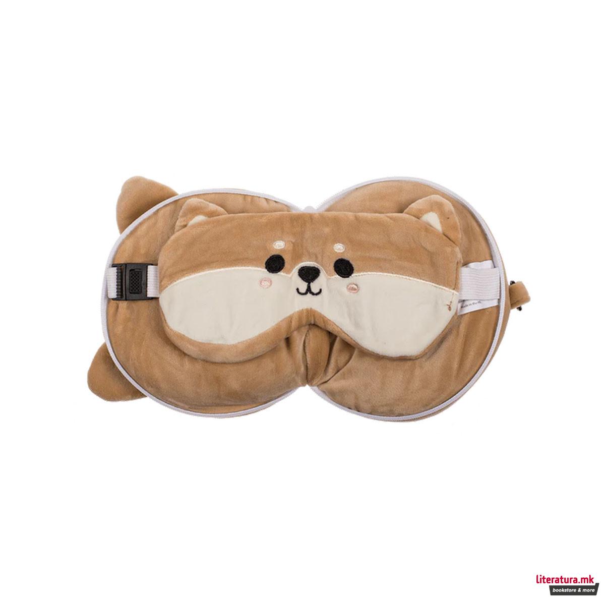 Детска перница за патување + маска за очи Shiba Inu 