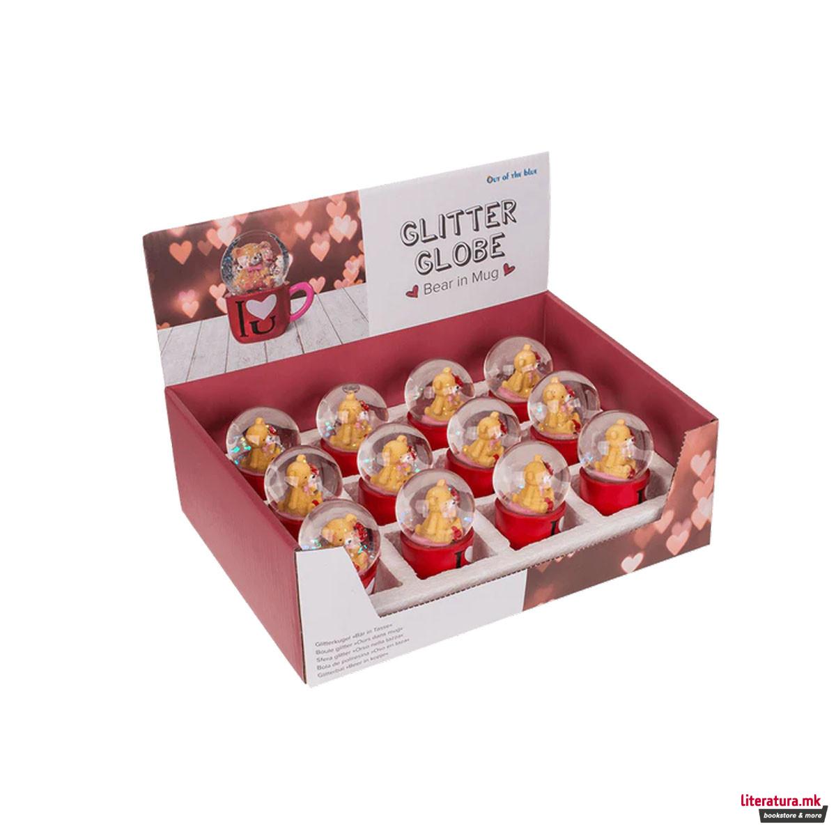 Стаклена топка со глитер Bear in Mug 