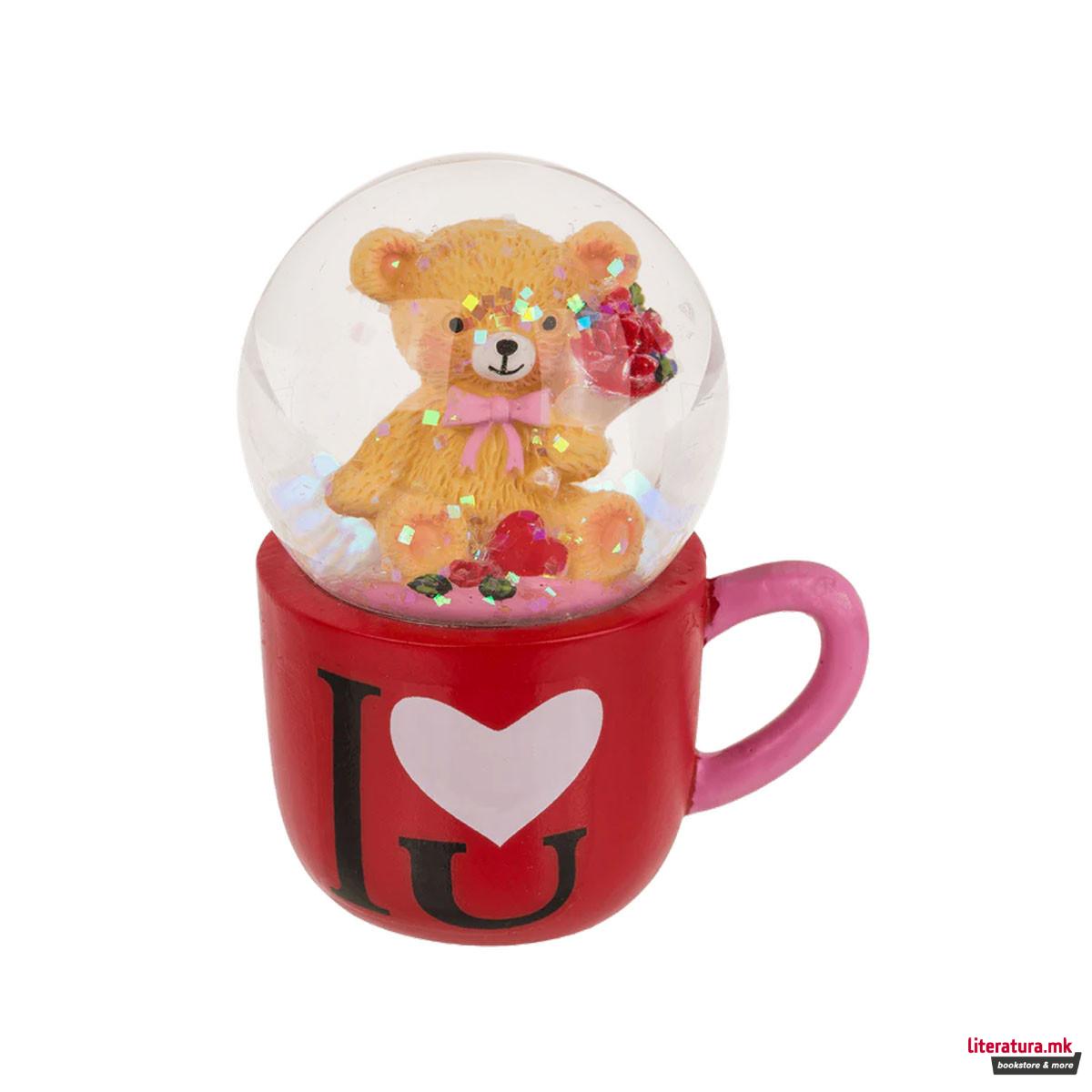 Стаклена топка со глитер Bear in Mug 