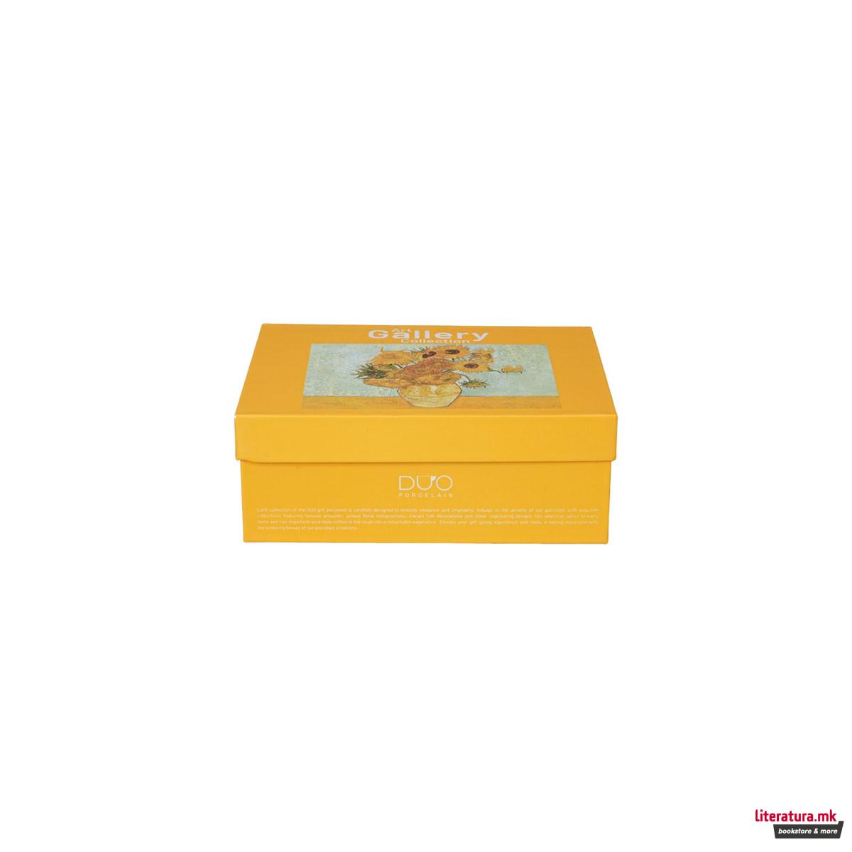 Сет од 2 шолји за еспресо со тацни, Van Gogh - Sunflowers, 110ml 