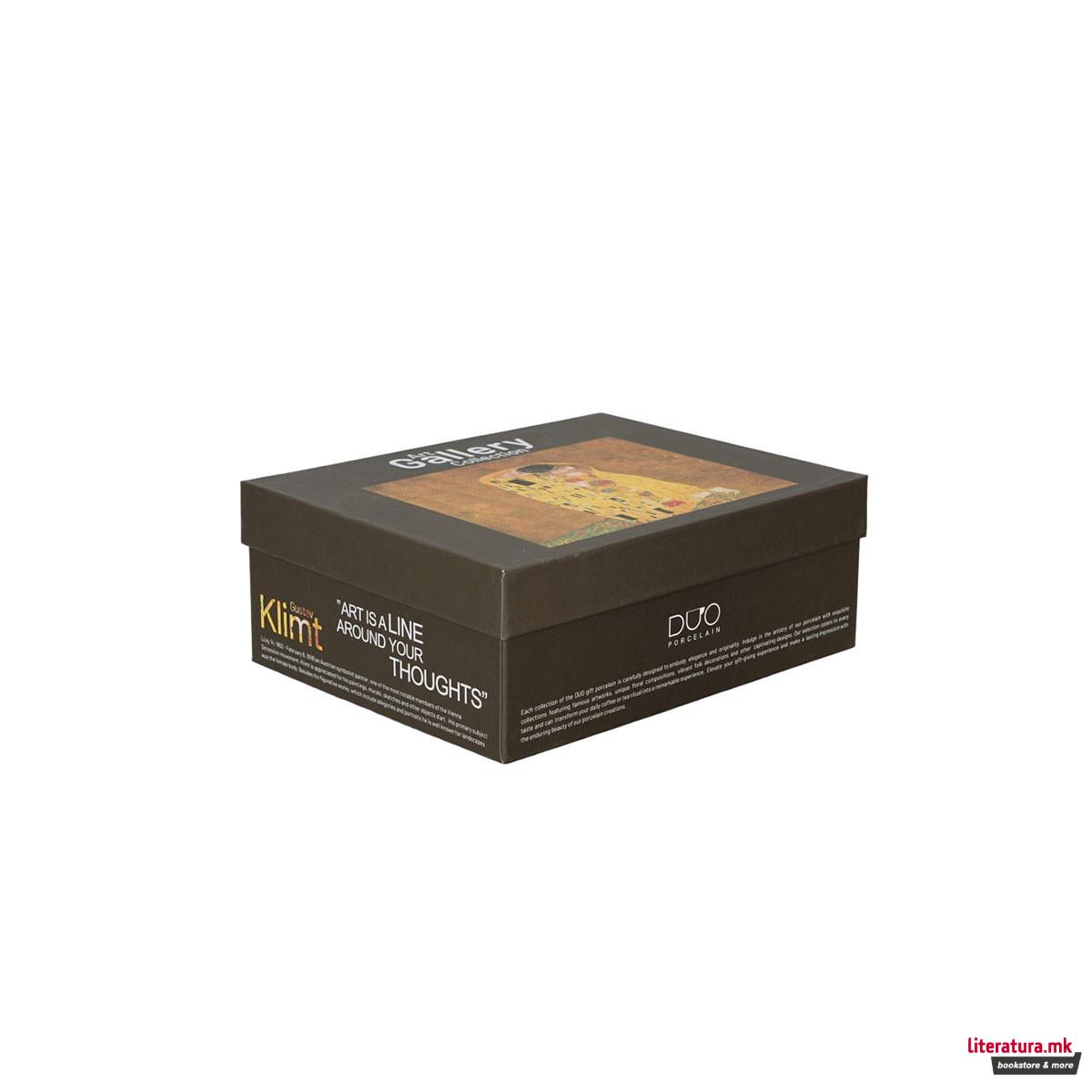 Сет од 2 шолји за еспресо со тацни, Klimt - The Kiss, 110ml 