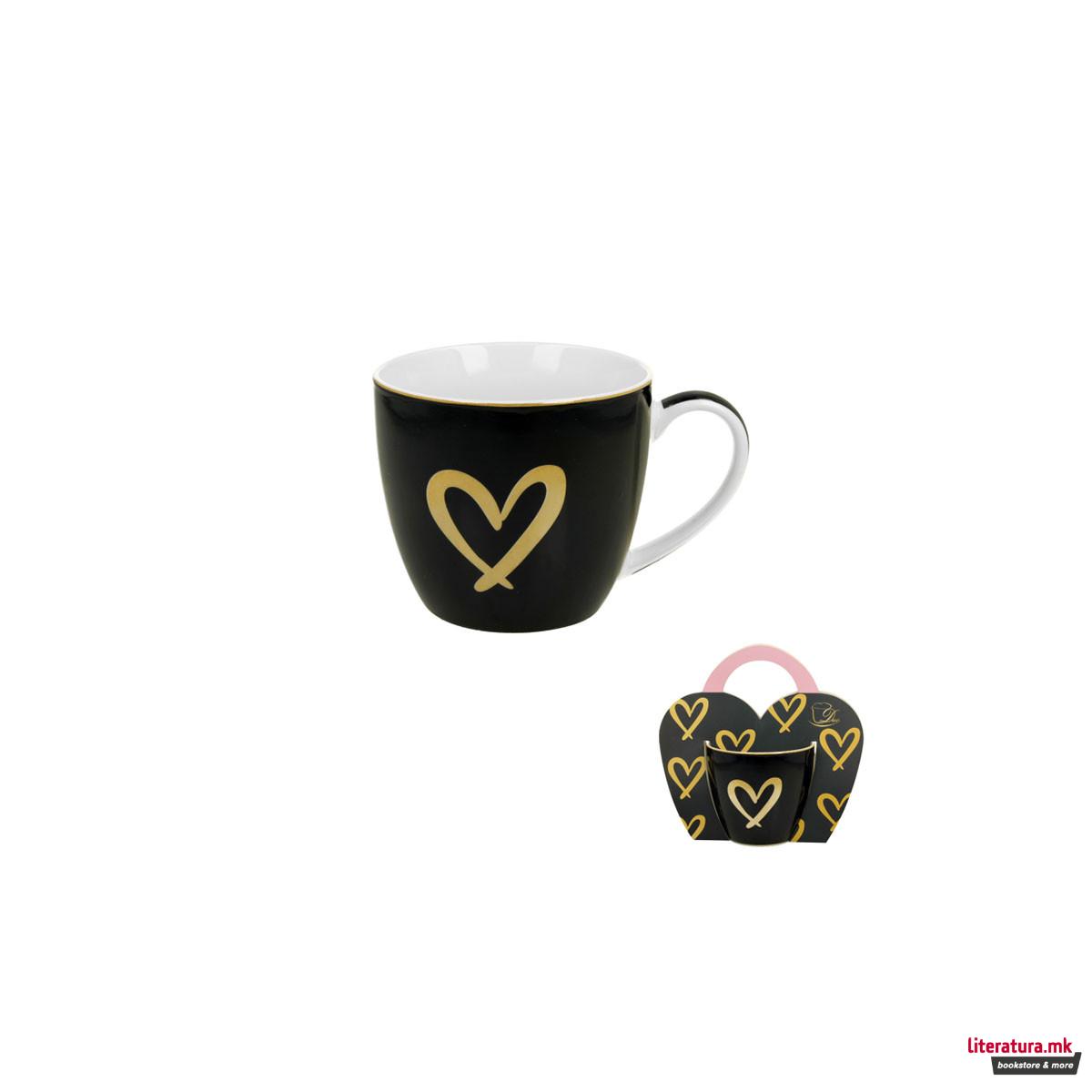 Шолја, Dark Blue Gold Heart, 460ml 