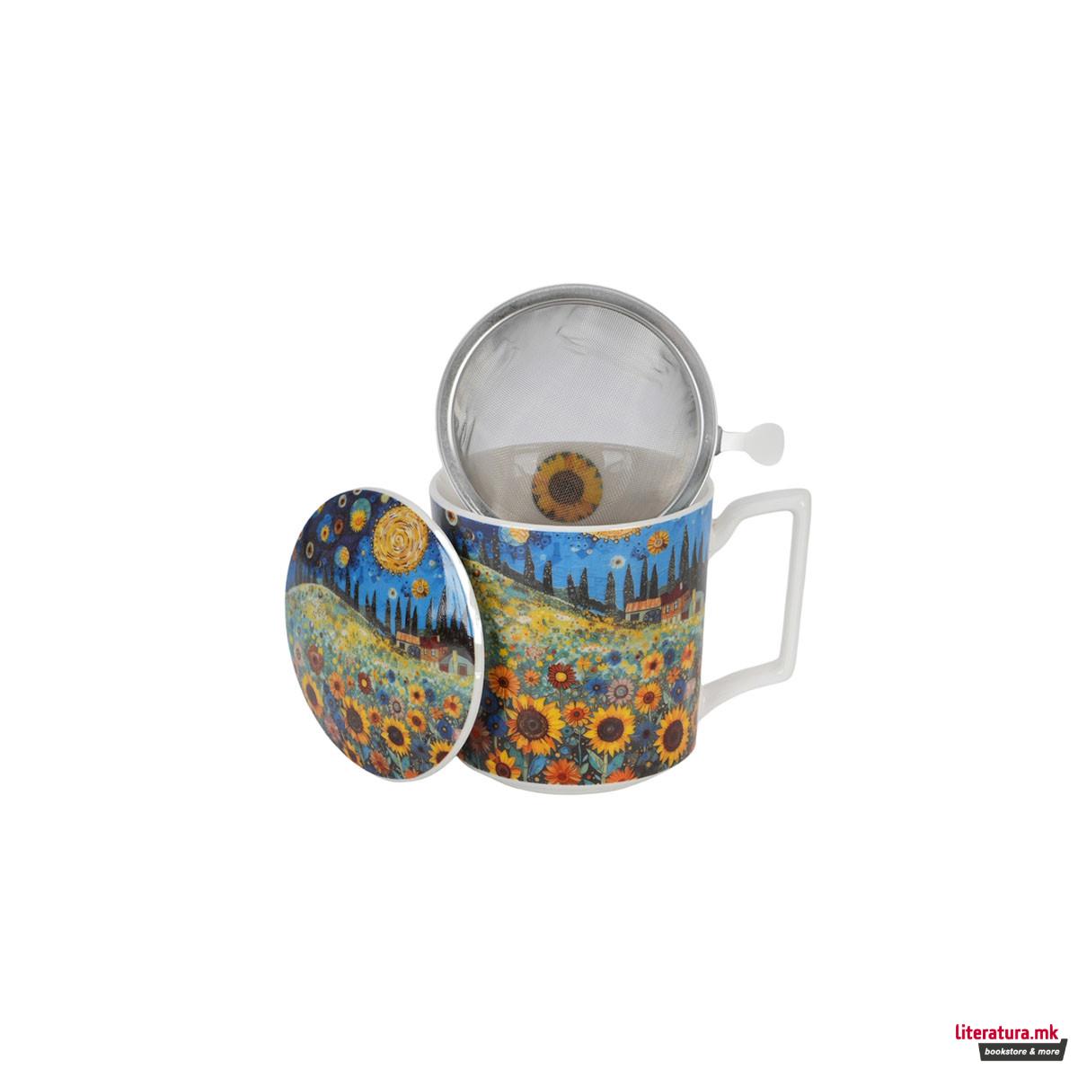 Шолја со инфузер, Modern Art - Sunflower Fields, 450ml 