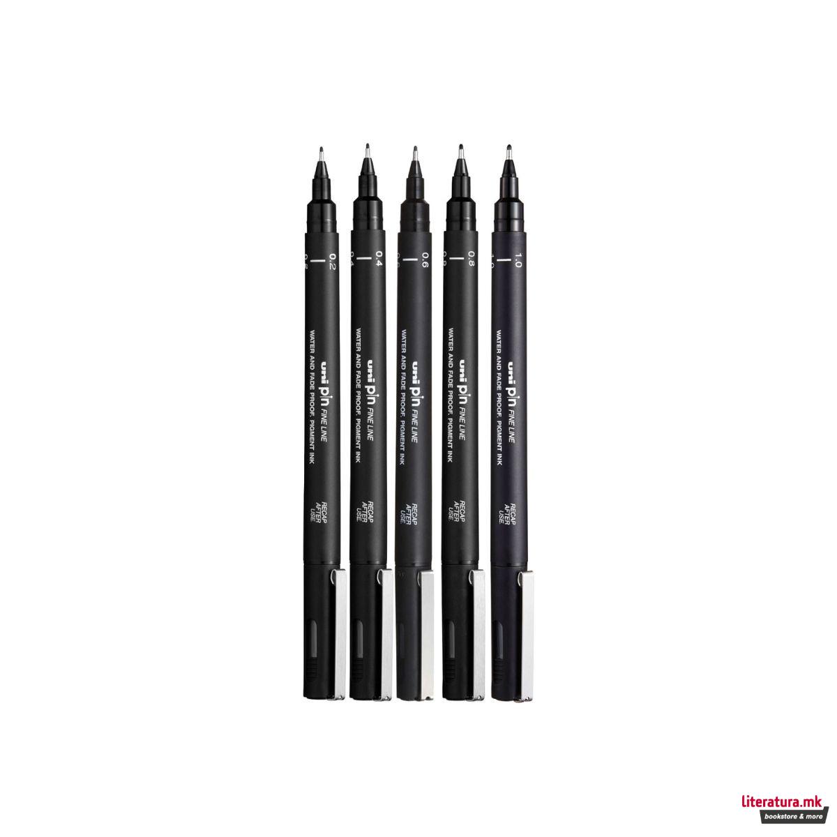 Сет фајнлајнери, Uni Pin - Classic 2, Deep Black, 1/5 