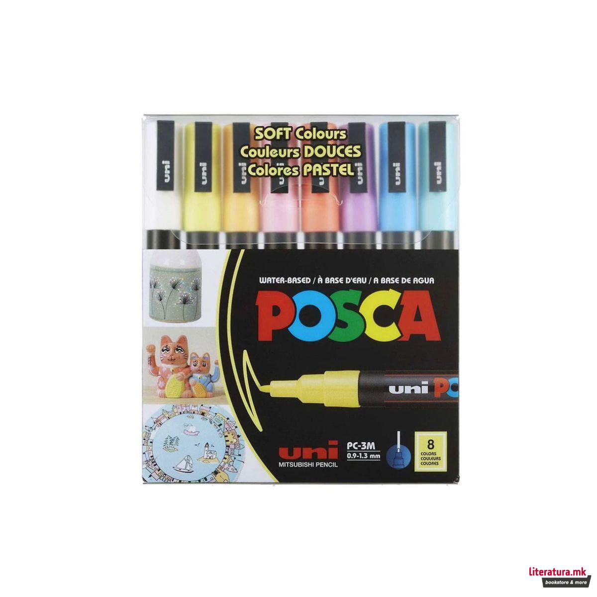 Сет маркери, Posca PC-1MR - Soft Colours, 1/8 