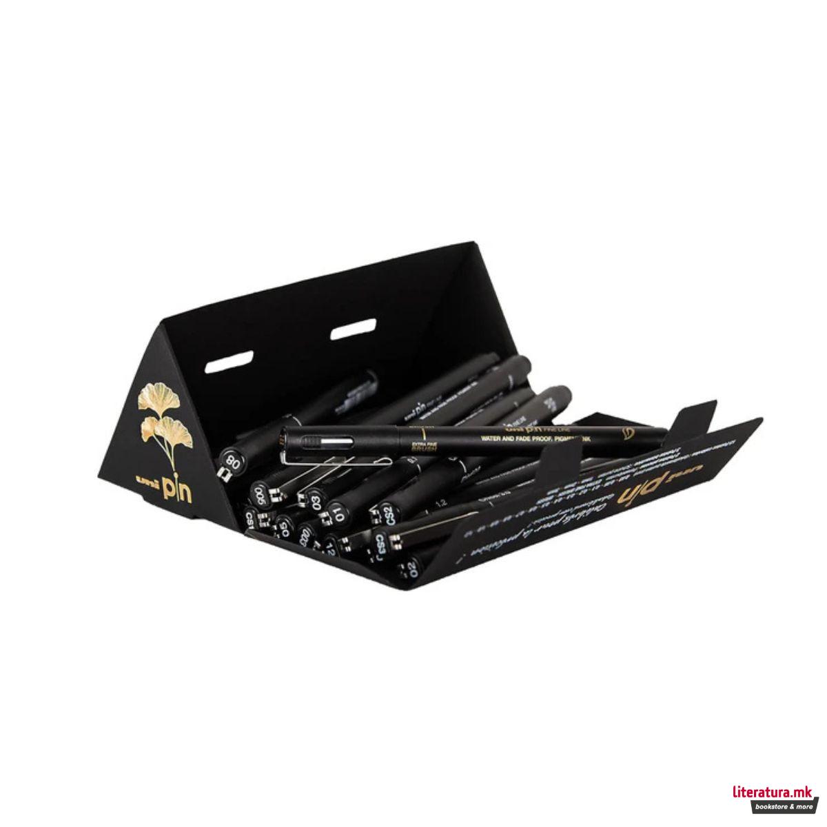 Сет од 18 фајнлајнери, Uni Pin, црни 