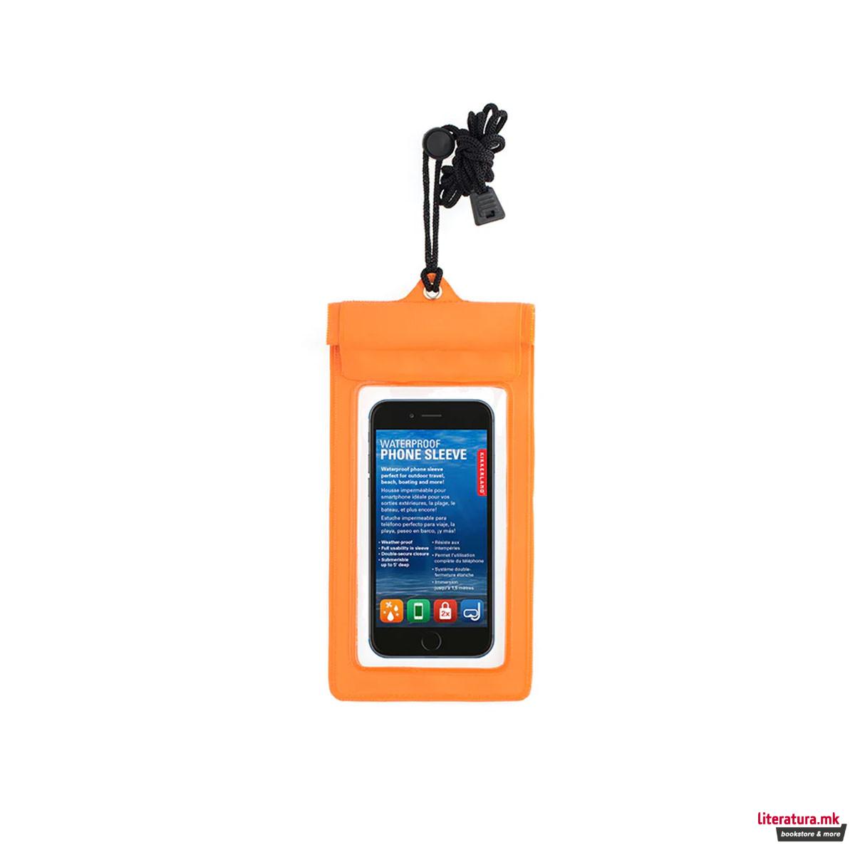 Водоотпорна футрола за телефон - портокалова 
