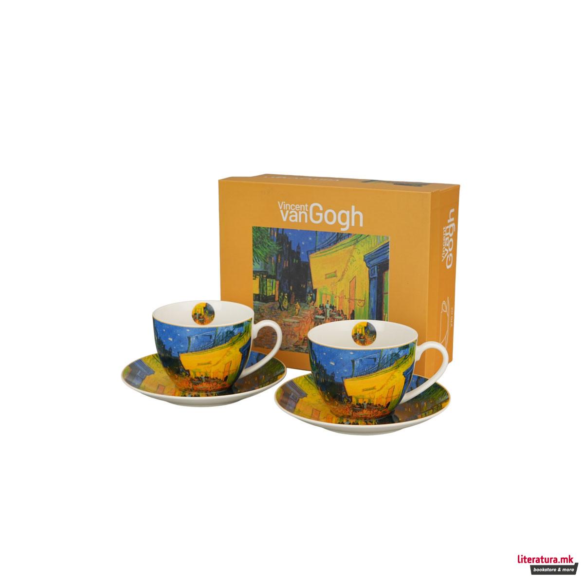 Сет од 2 шолји со тацни Van Gogh - Café Terrace at Night, 110 ml 