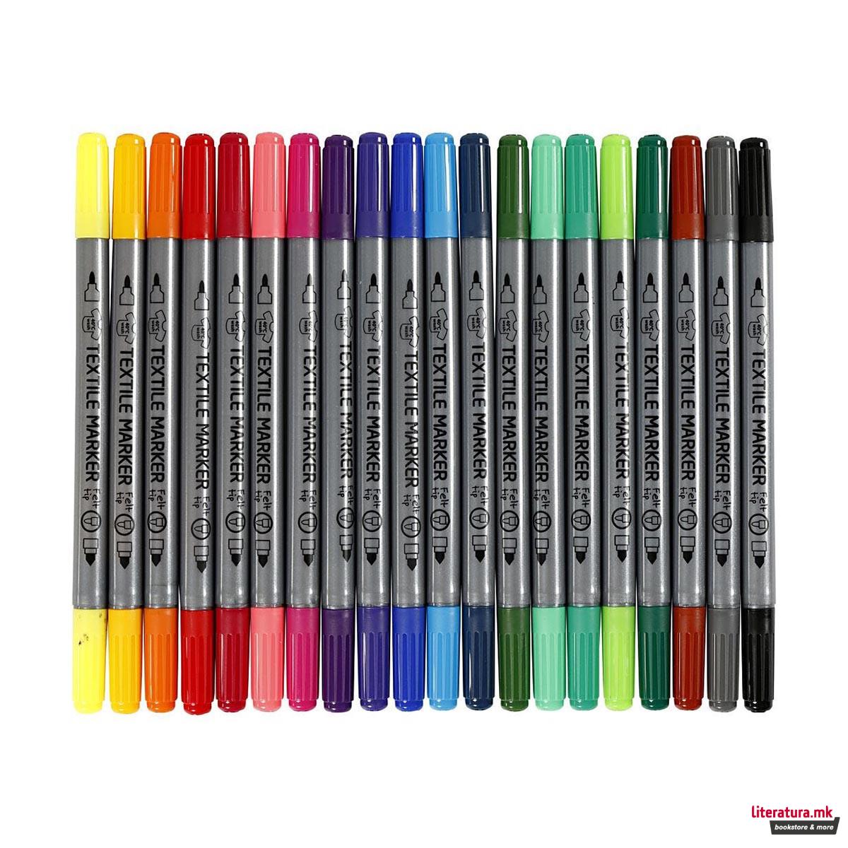 Маркери за текстил на водена база, Textile Маркерs, сет од 20 boi 